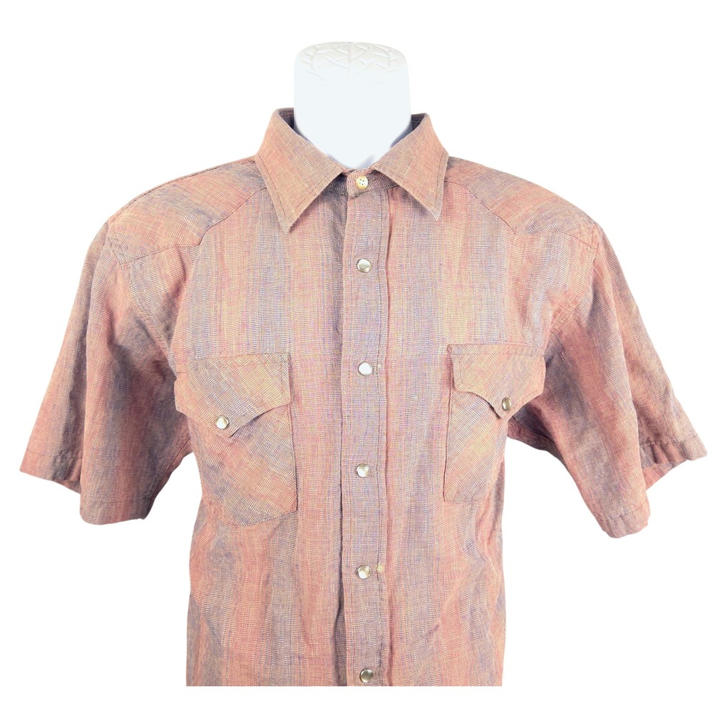 Pendleton High Grade Western Shirt Mens XL Red Blue Striped Pearl Snap USA READ